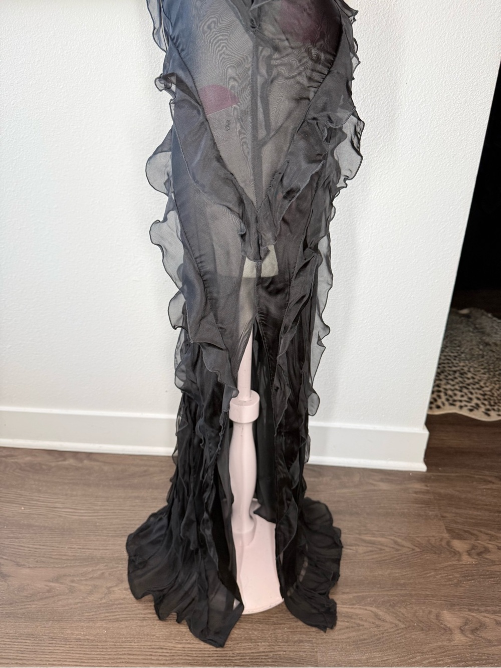 Rat & Boa Selena Black Ruffle Chiffon Maxi Dress XXS - Picture 6 of 16